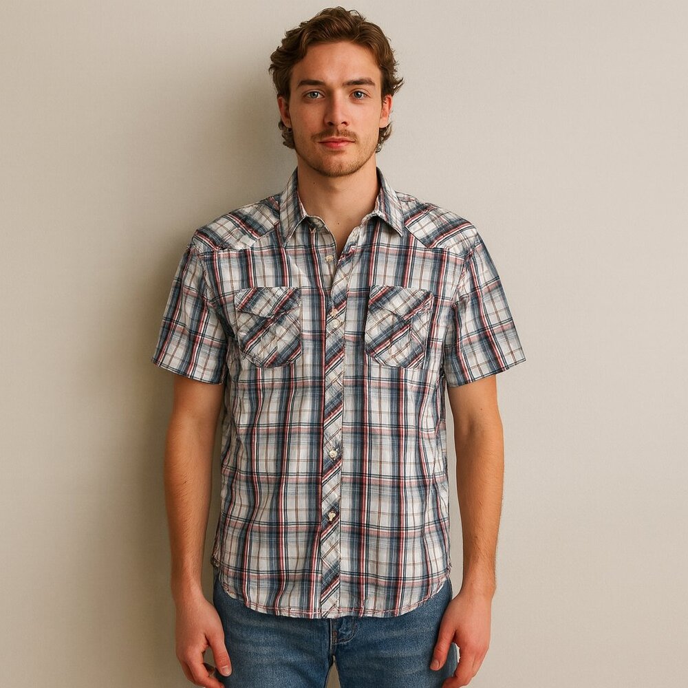 Point Zero Black Label Western Plaid Button-Up Shirt – Men’s Medium